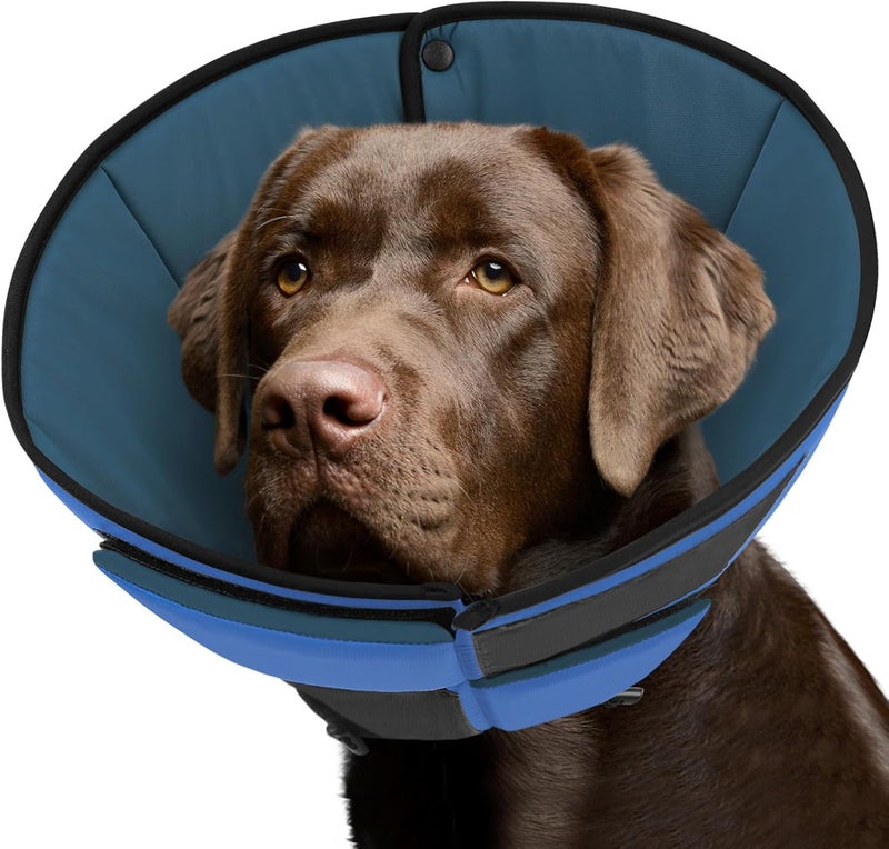 Queenmore Dog Cone XL, Soft Dog Cones for Large Dogs After Surgery, Cone for Dogs to Stop Licking, Elizabethan Collar for Pet, Alternative to Recovery Collar for Large Breeds, Blue XL - Image 1